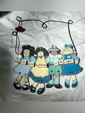 Vintage Country Wooden Children Hanging ALL ARE PRECIOUS IN HIS SIGHT Wall Sign